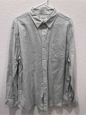 Bixby‎ Nomad Mens XL Regular Fit Long Sleeve Button Down Shirt Green Stripe Slub